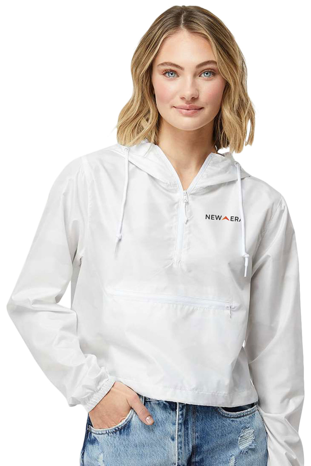 Ladies Lightweight Quarter-Zip Pullover Crop Windbreaker