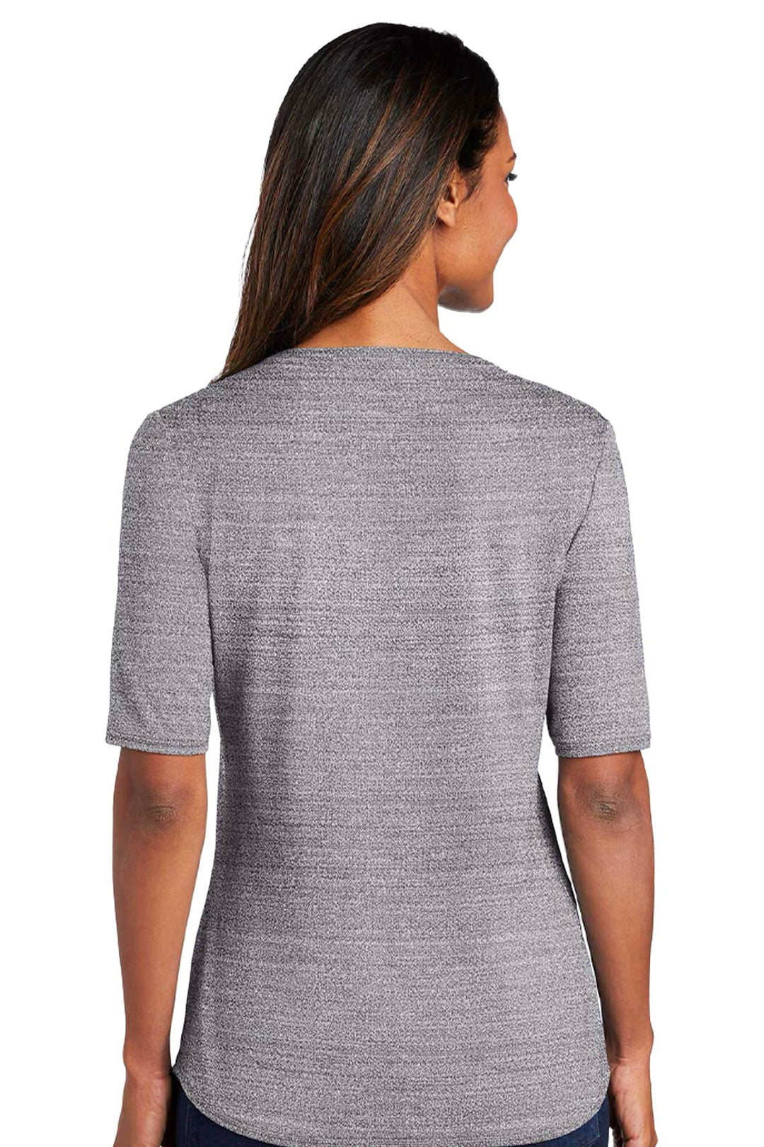 Ladies Stretch Heather Open Neck Top