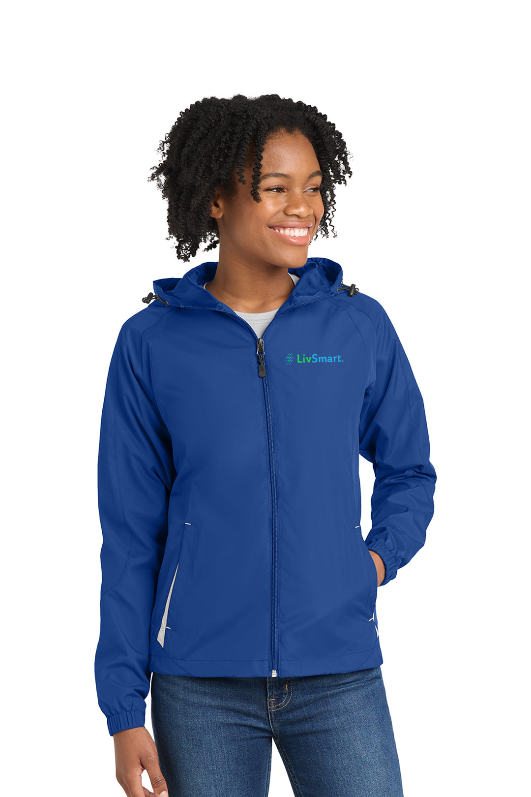Ladies Colorblock Hooded Raglan Jacket
