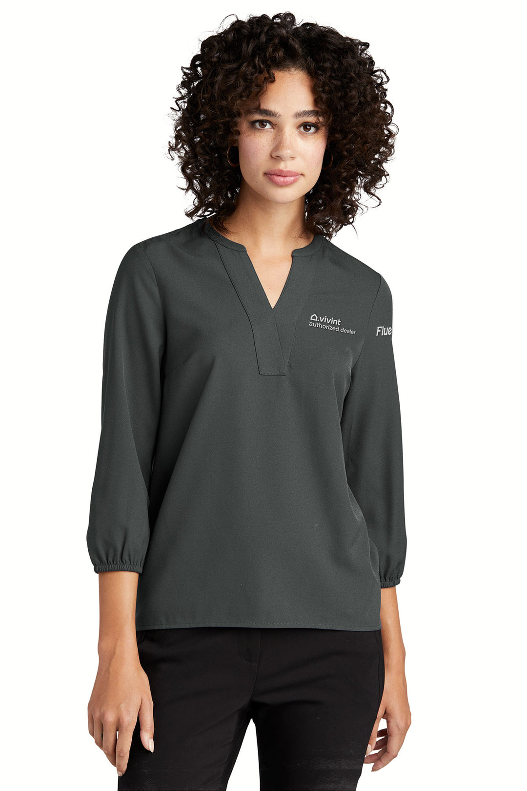 Ladies Stretch Crepe 3/4-Sleeve Blouse